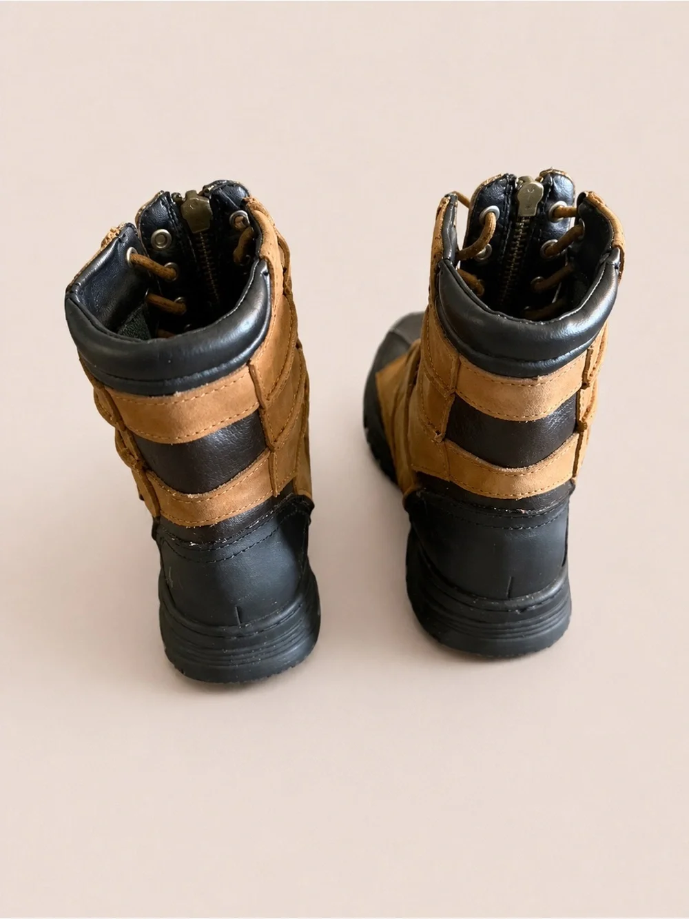Polo Ralph Lauren Duck Boots Toddler Boys Size 13.5 Brown Black Lace Up